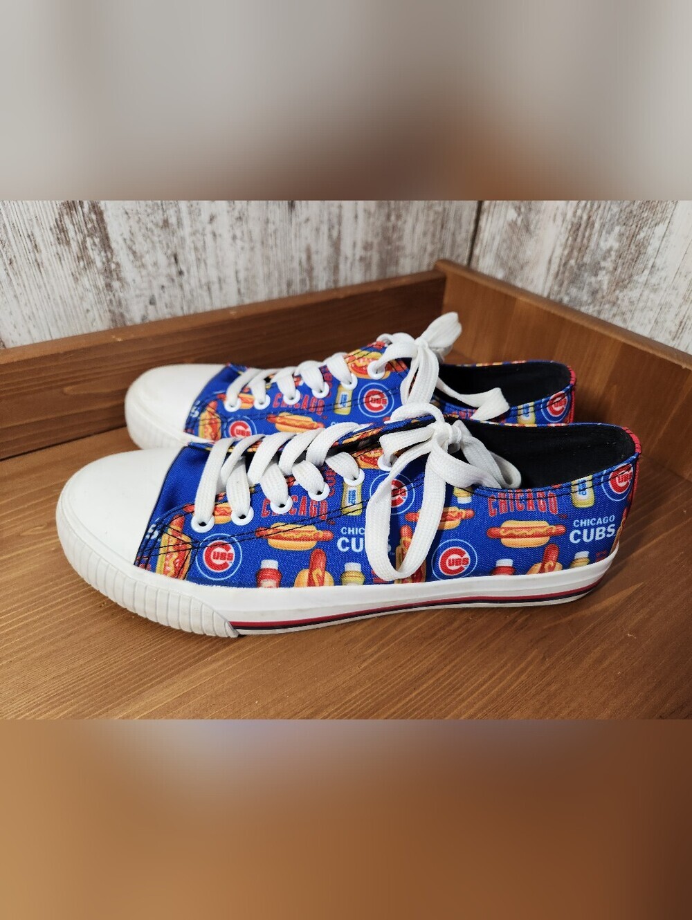Chicago Cubs Baseball Wrigley Ballpark-Themed Low-Top Sneakers Hotdog Game Day